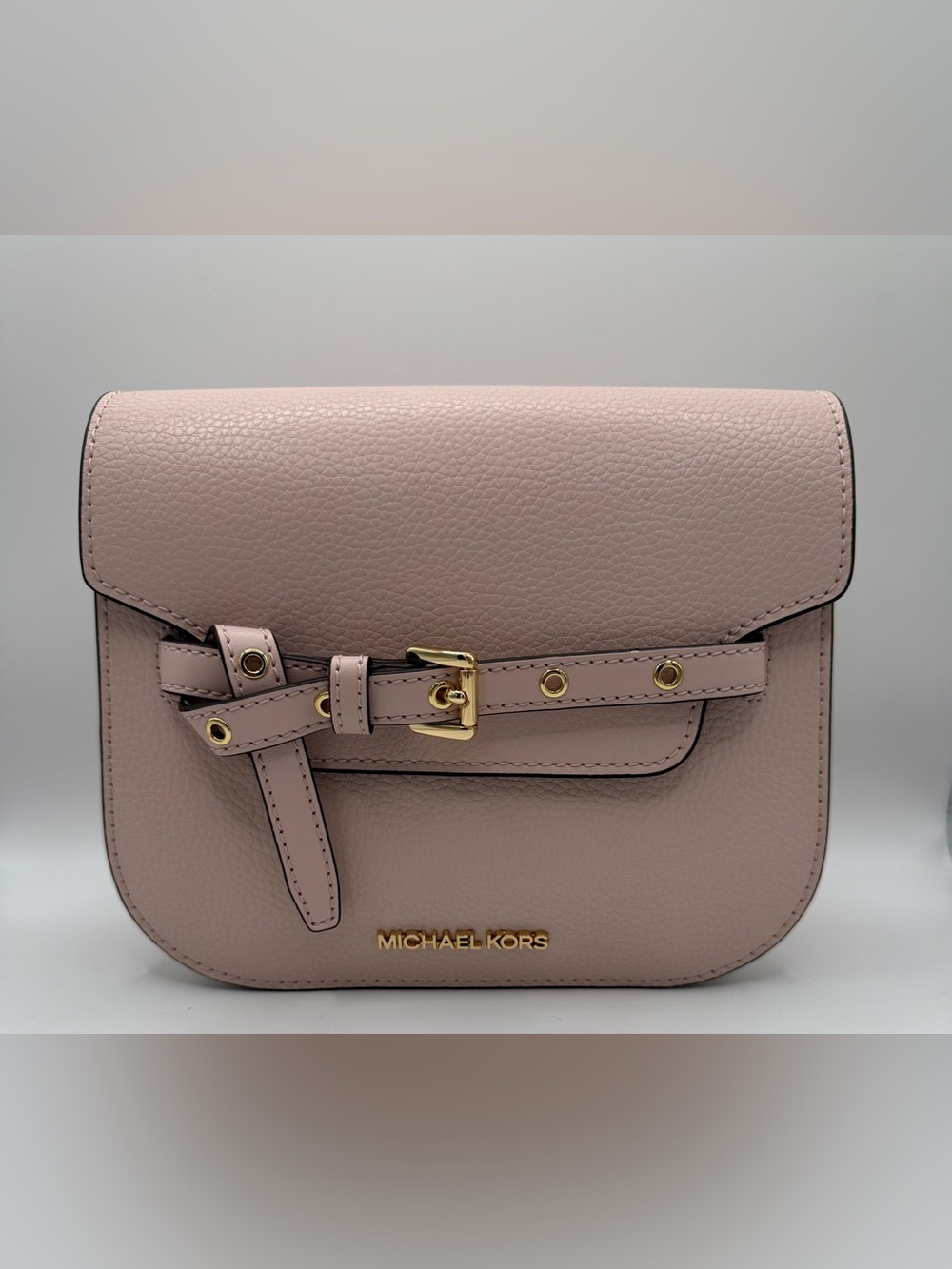 Michael Kors Emilia Small Saddle Leather Crossbody - Powder Blush NWT
